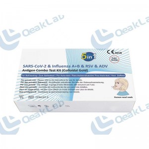 SARS-CoV-2 & Influenza A+B & RSV & ADV Antigen Combo Test Kit (colloidal Gold)Self Testing